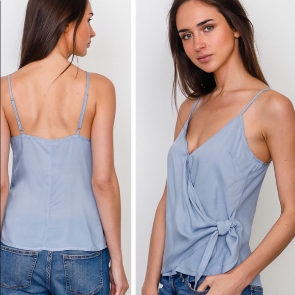 💕Dusty Blue Side Tie Tank.LARGE - Picture 3 of 3